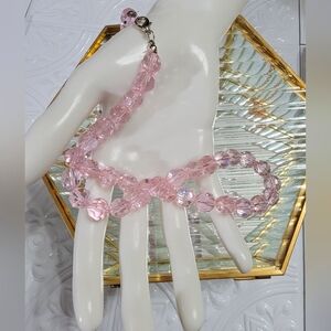 Glass Faceted Pink Beaded Necklace